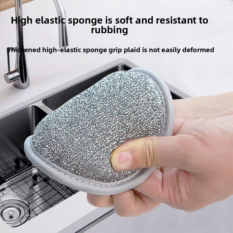 Double-sided silver wire dishwashing sponge