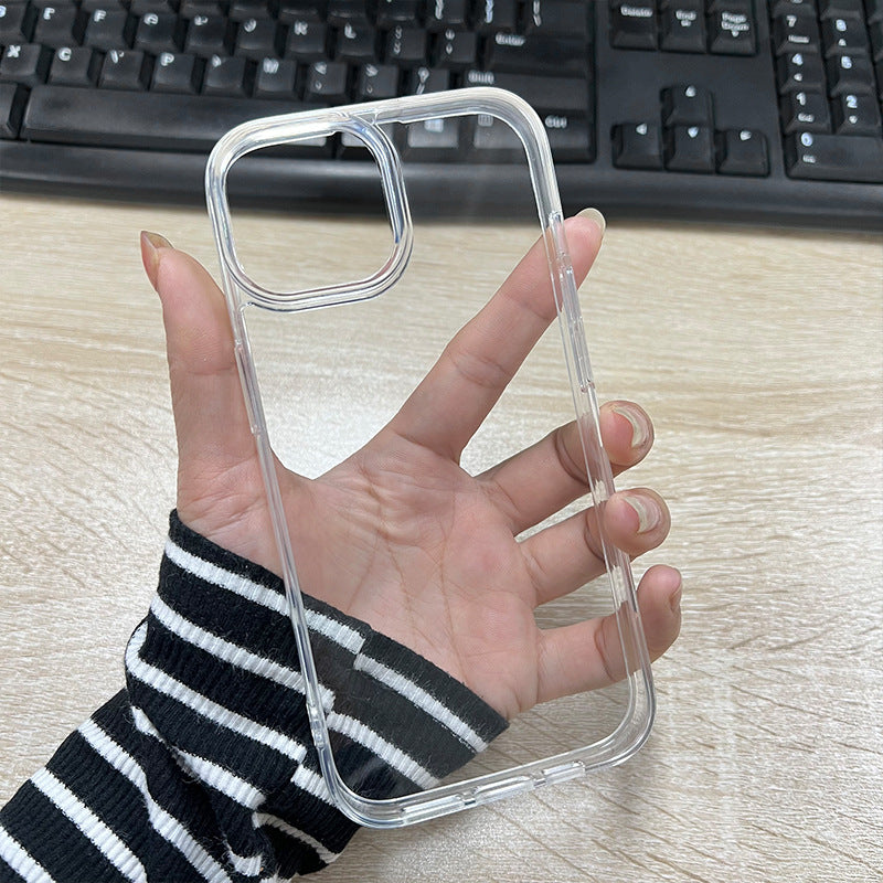 DIY Drop Gel & Cream Glue Transparent Phone Case for iPhone 11 - 16 Pro Max Acrylic Color framed Transparent TPU Shell