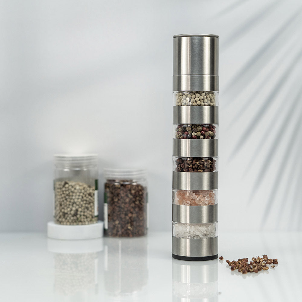 Stainless steel pepper grinder