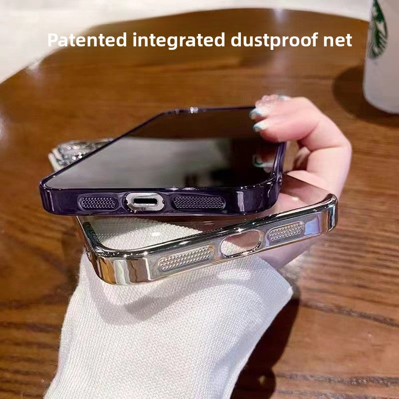 The phone case is magnetically electroplated and transparent