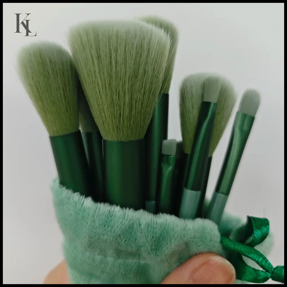 13 PCS/Lot Makeup Brushes Set Green