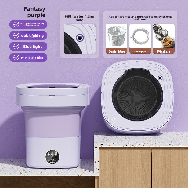 Folding washing machine portable automatic dormitory travel essential mini underwear socks washing machine