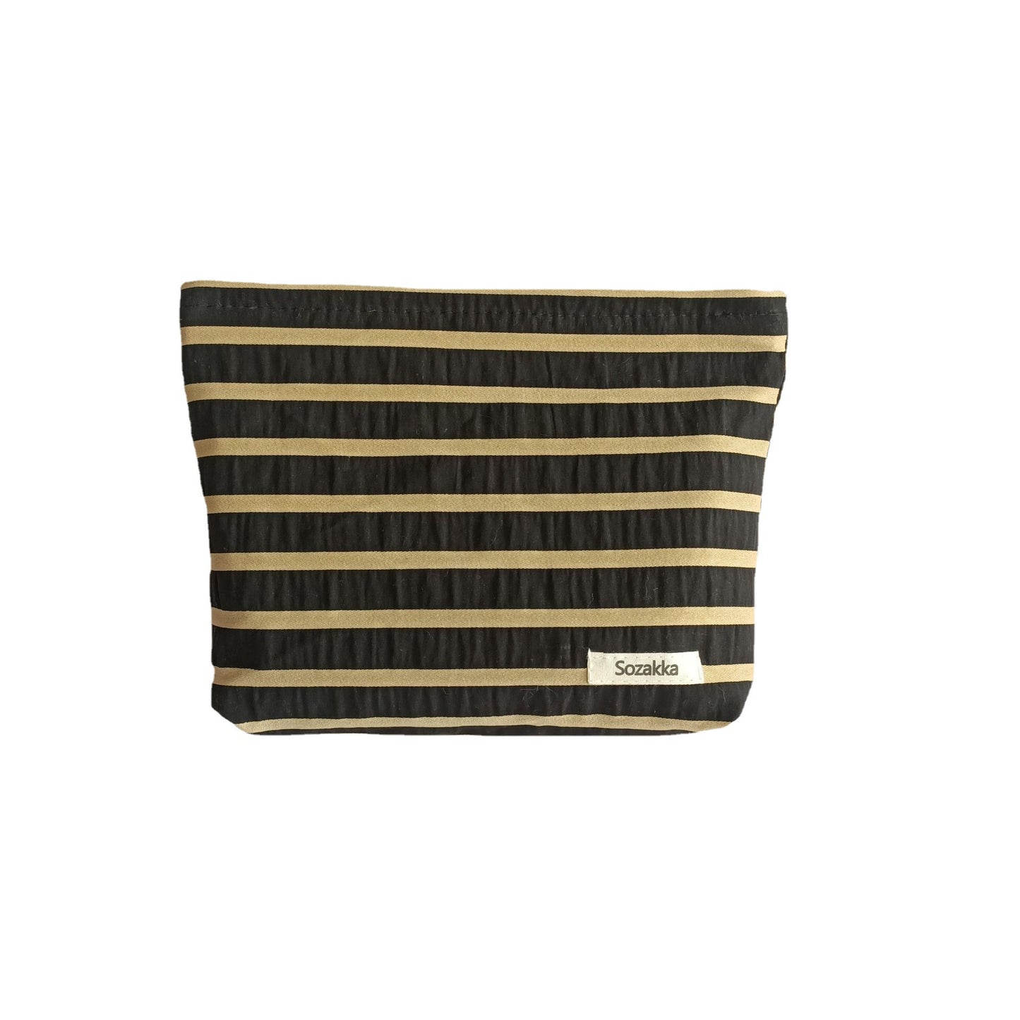 Knitted striped makeup bag