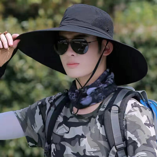 A 15CM wide-brim hat for men's outdoor use