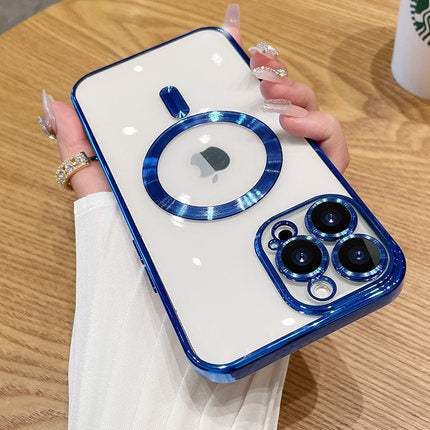 The phone case is magnetically electroplated and transparent