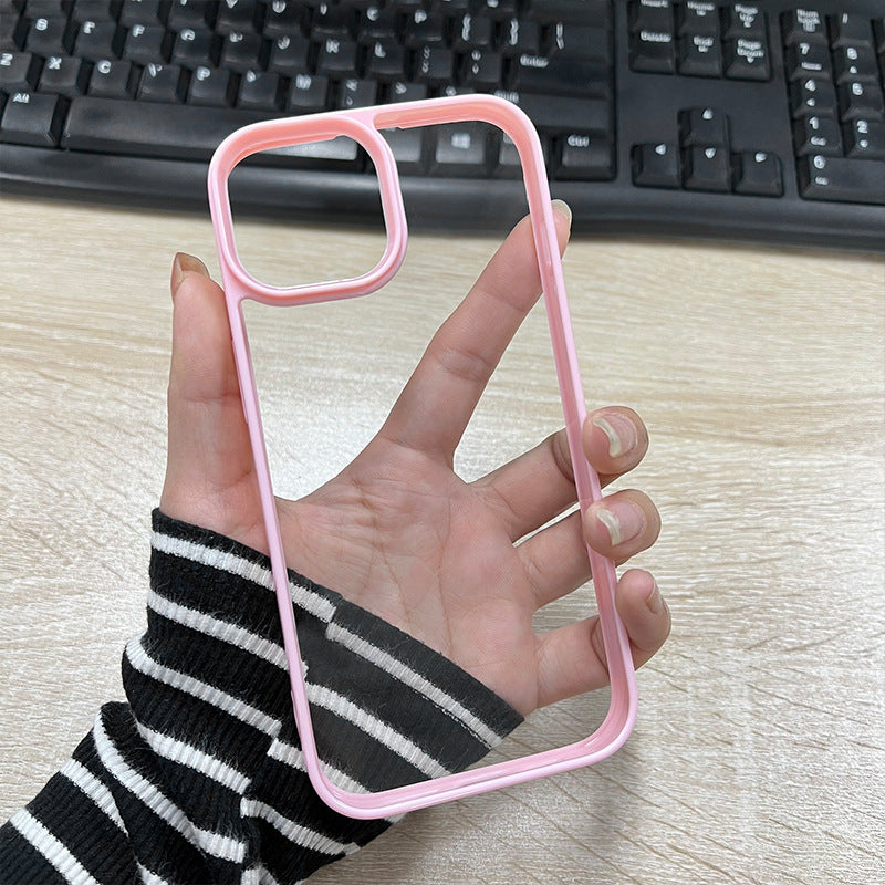 DIY Drop Gel & Cream Glue Transparent Phone Case for iPhone 11 - 16 Pro Max Acrylic Color framed Transparent TPU Shell