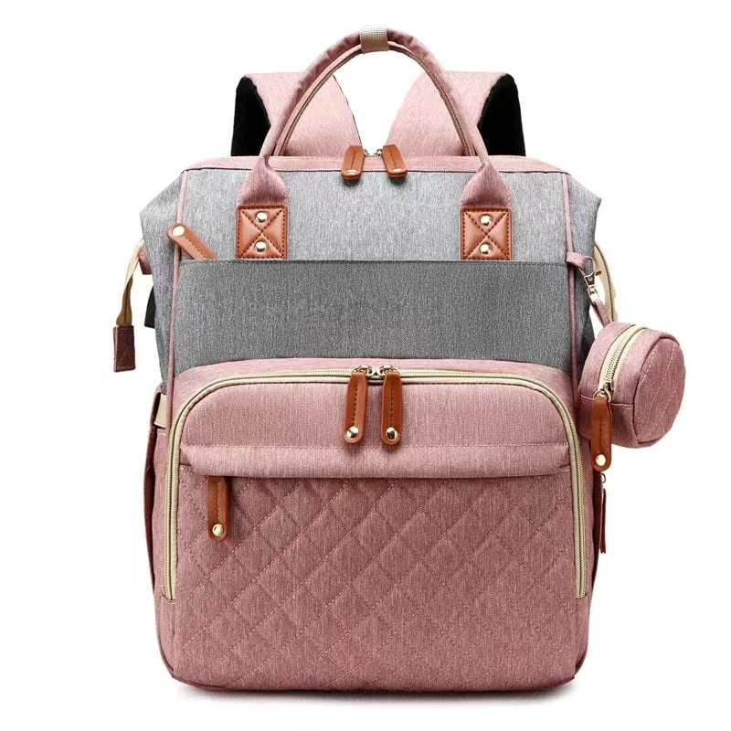 Lightweight Mommy Backpack with Foldable Baby Bed Stroller Compatible Large Capacity Diaper Bag