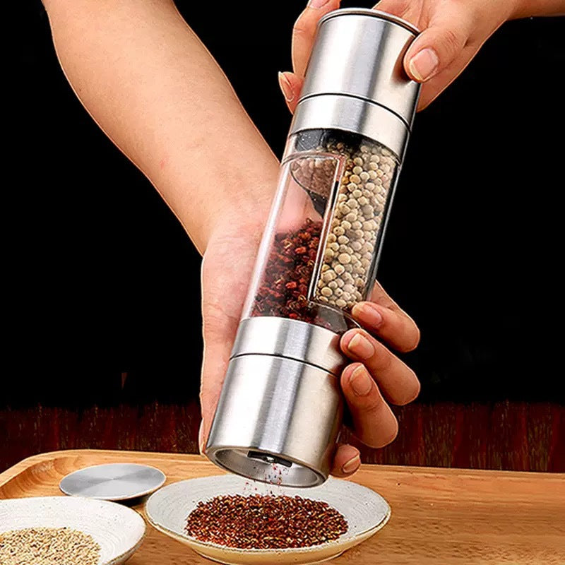 Manual double-headed sea salt pepper grinder