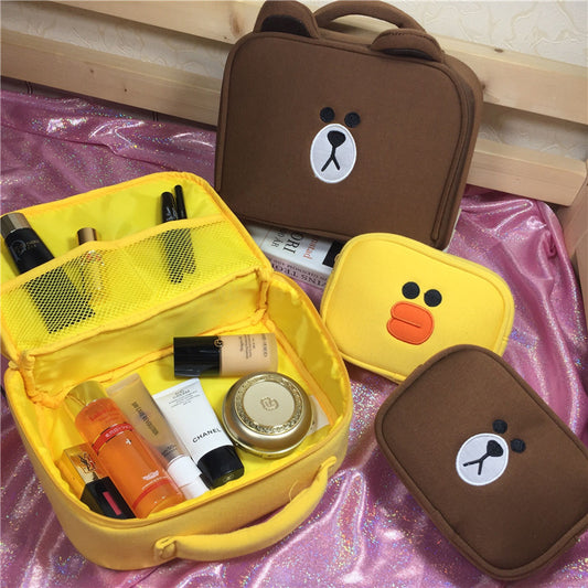 Cartoon Brown Bear Large Capacity Cosmetic Bag