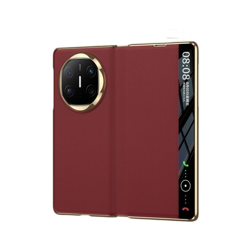 Foldable screen plain leather phone case