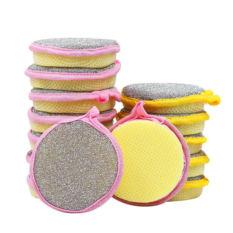 Double-sided silver wire dishwashing sponge
