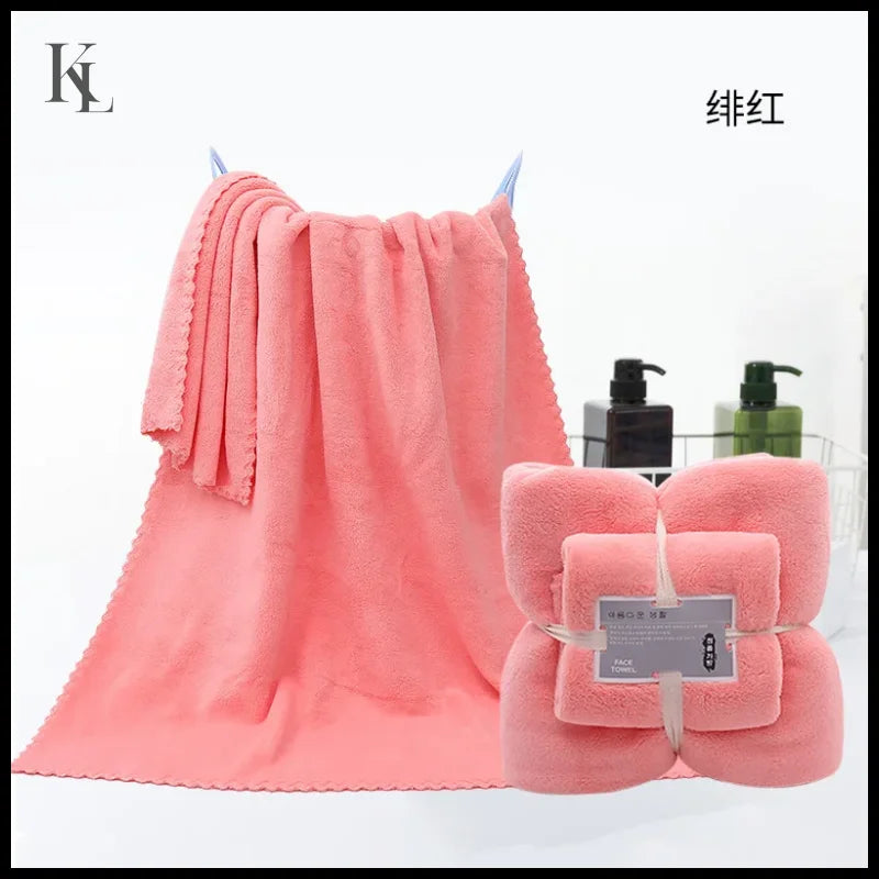 2PC Bath Towels Set Super Soft Highly Absorbent Quick-drying