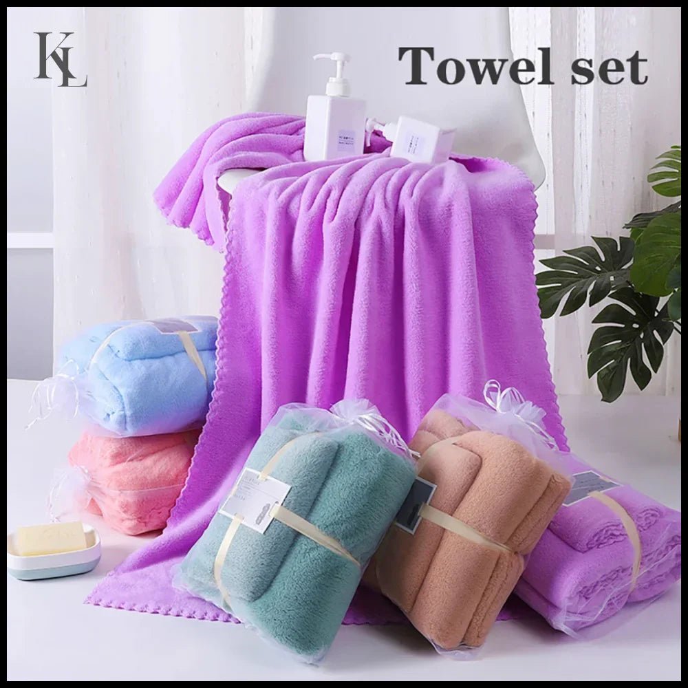 2PC Bath Towels Set Super Soft Highly Absorbent Quick-drying