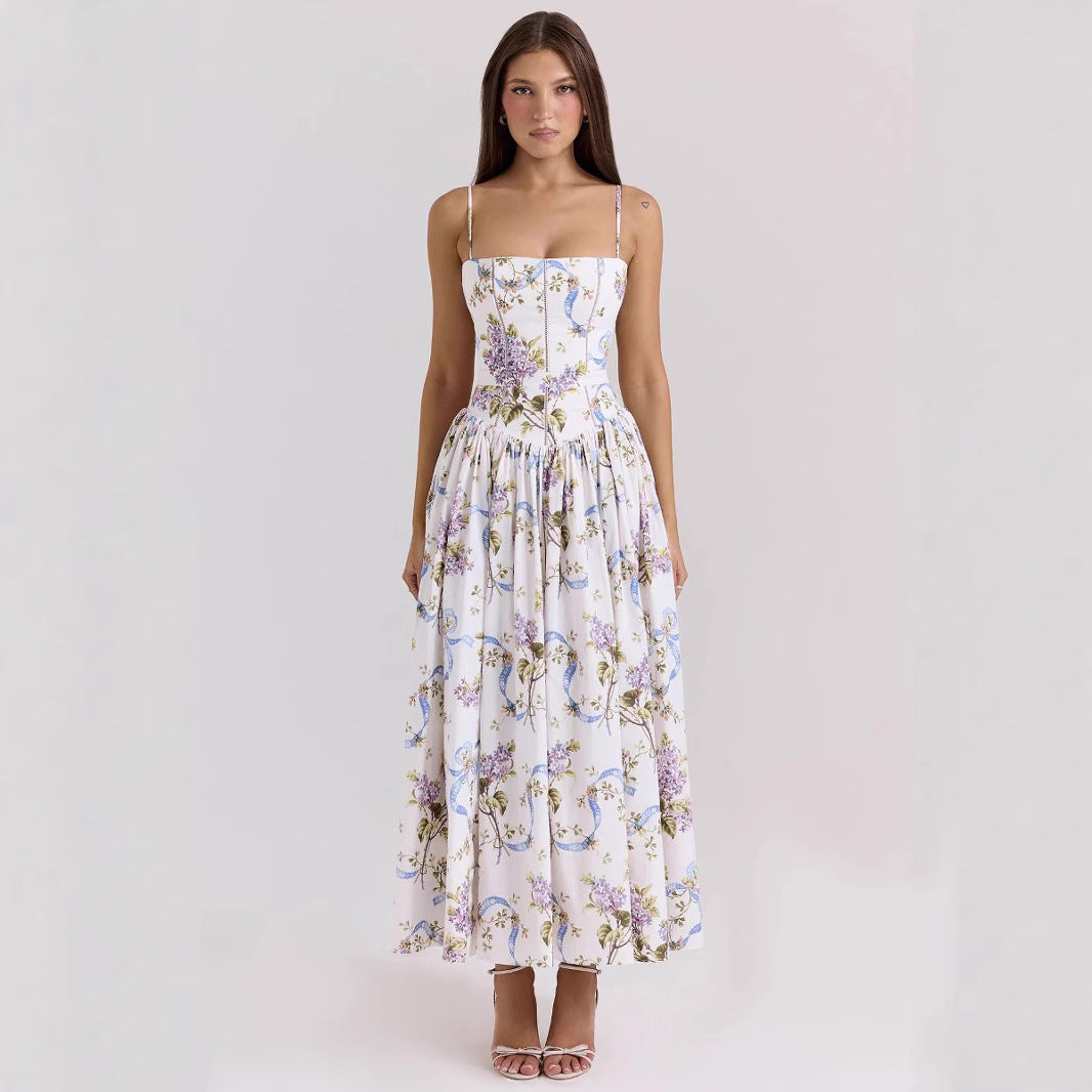 2024 Fairy Elegant Fashion High-end Sense French Sling Gentle Style Dress Slimming Floral Sling Dress