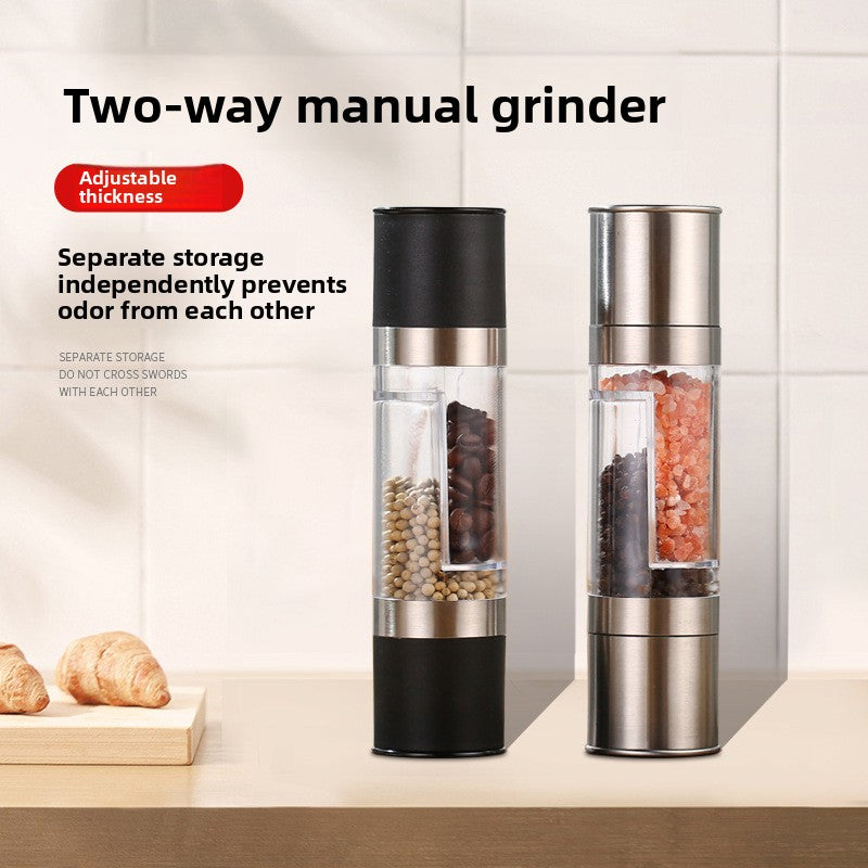 Manual double-headed sea salt pepper grinder