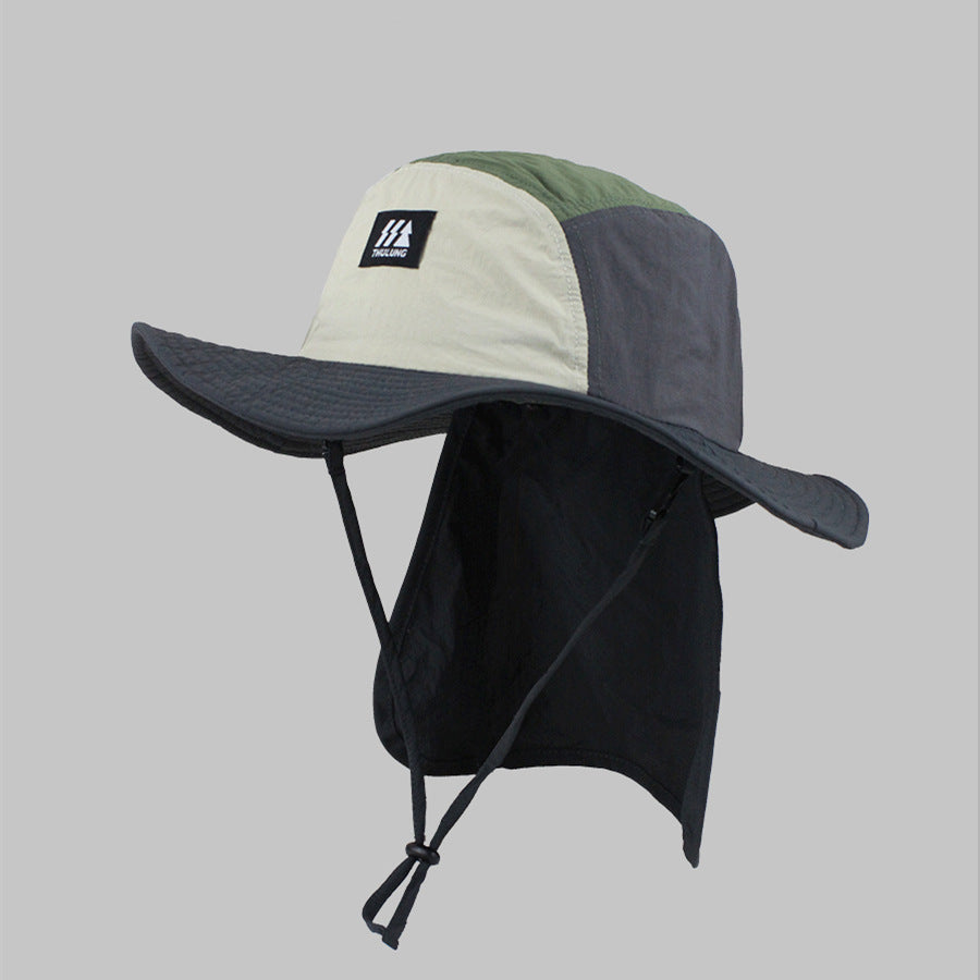 A shawl, neck protector fisherman's hat, mountain-style outdoor