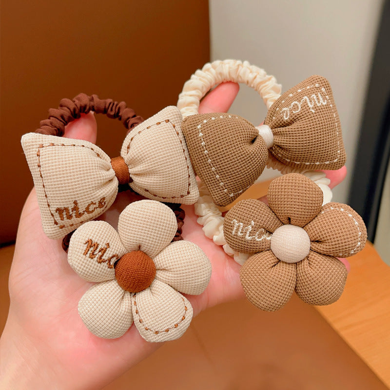 Children's milk coffee-colored flower headband