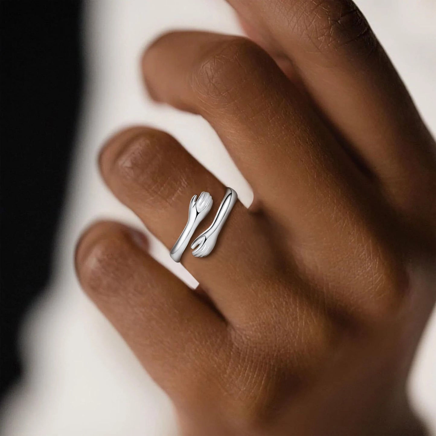 Alloy Simple Hands Hug Ring Opening Adjustable Jewelry