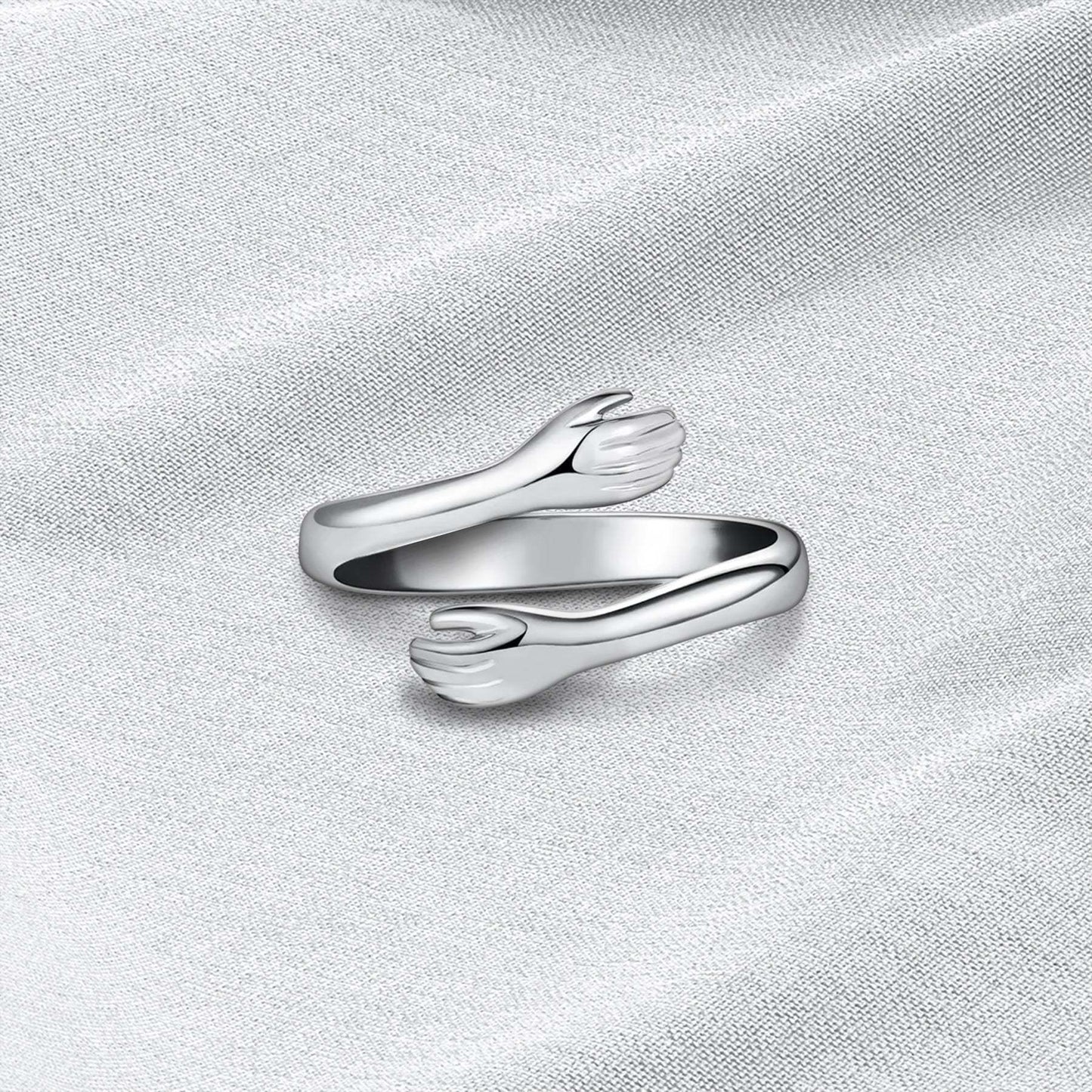 Alloy Simple Hands Hug Ring Opening Adjustable Jewelry