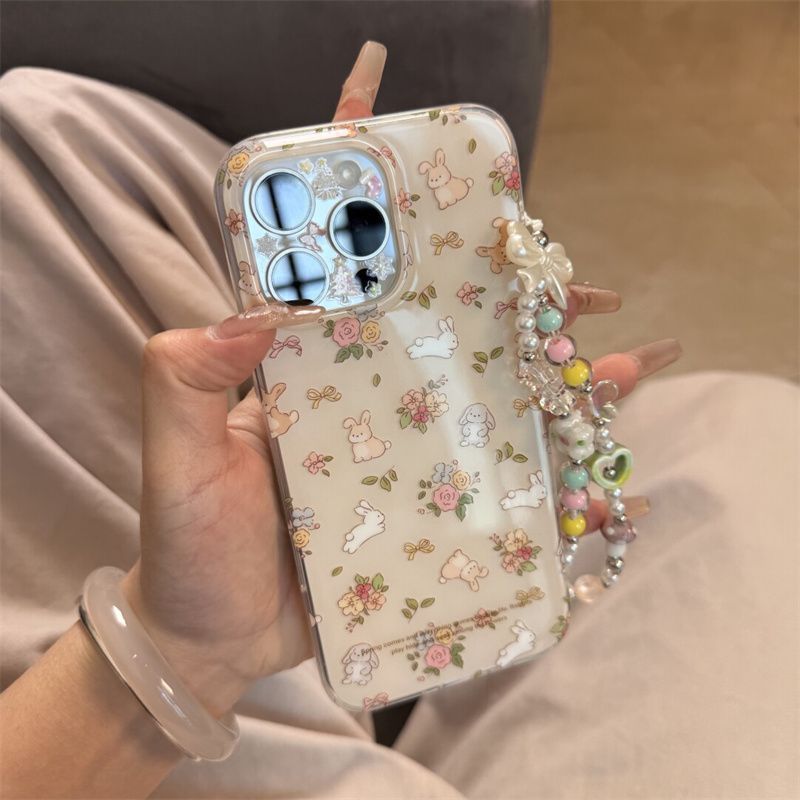 Cute Jungle Running White Rabbit Silicone Phone Case