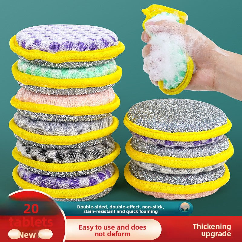 Double-sided silver wire dishwashing sponge