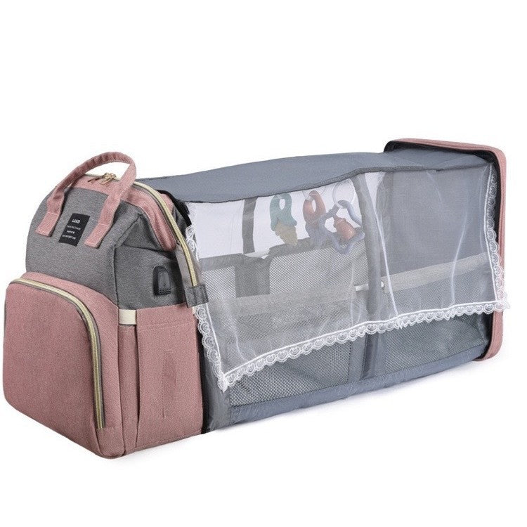 Mummy Bag Backpack with Foldable Crib β Your Ultimate Baby Care Companion!