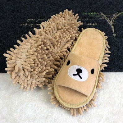 Flower-patterned wooden floor lazy person mopping and mopping slippers
