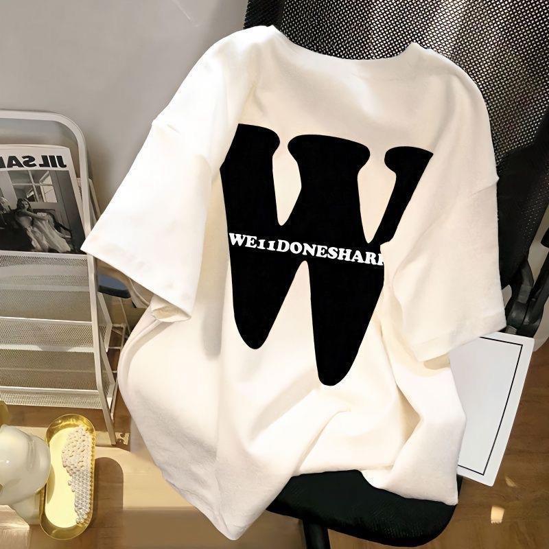 Men's and Women's Fashion Design Sense Printing Couple Summer Loose Top T-Shirt Women