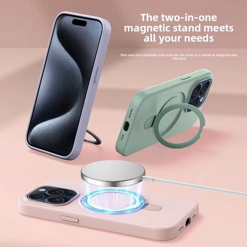 Liquid silicone fulcrum bracket Apple  magnetic suction phone case