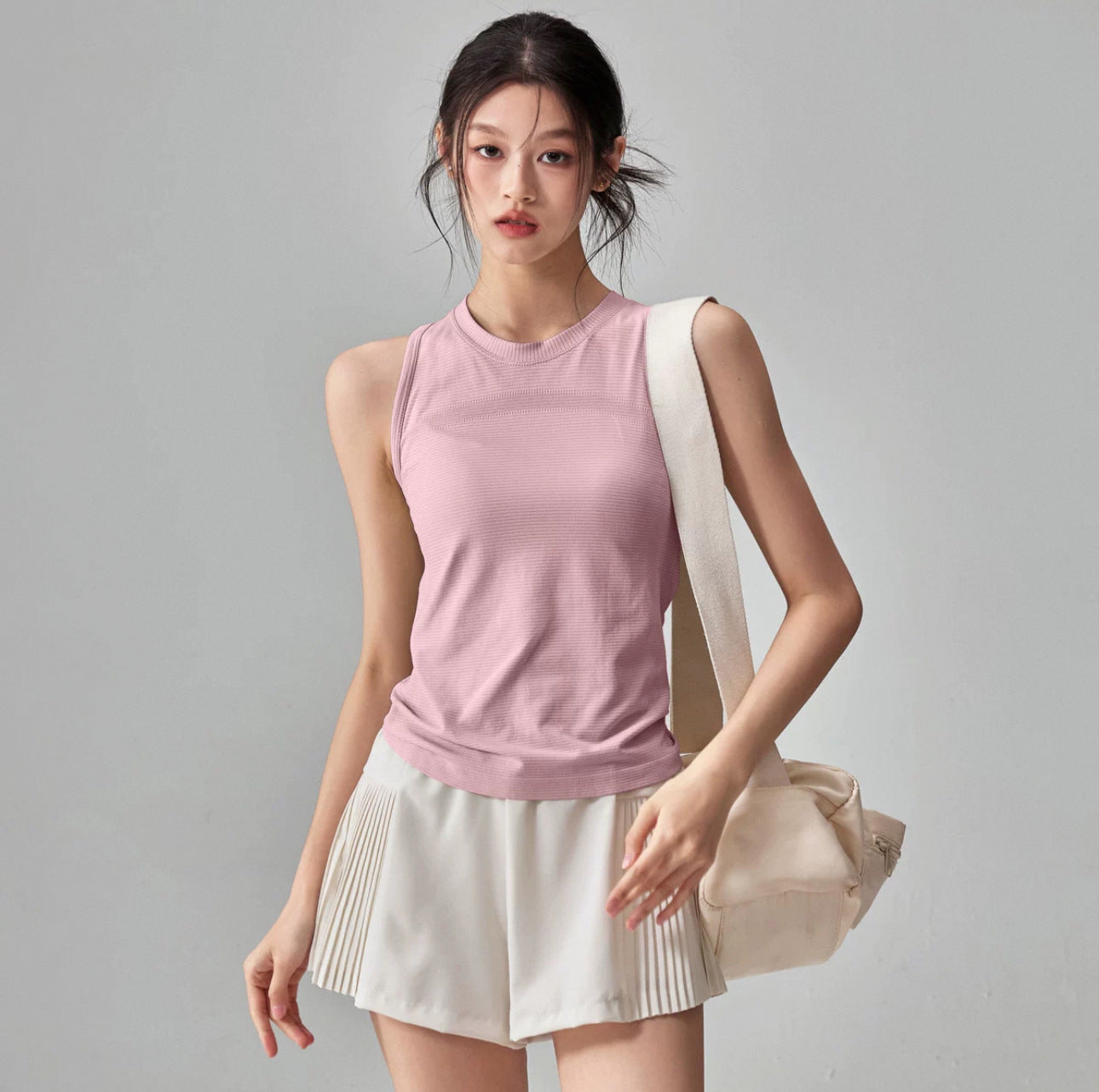 Quick-drying yoga wear, vest, elastic training, sleeveless sports top worn outside