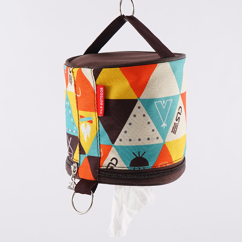 Outdoor camping folding ethnic-style tissue box storage bag
