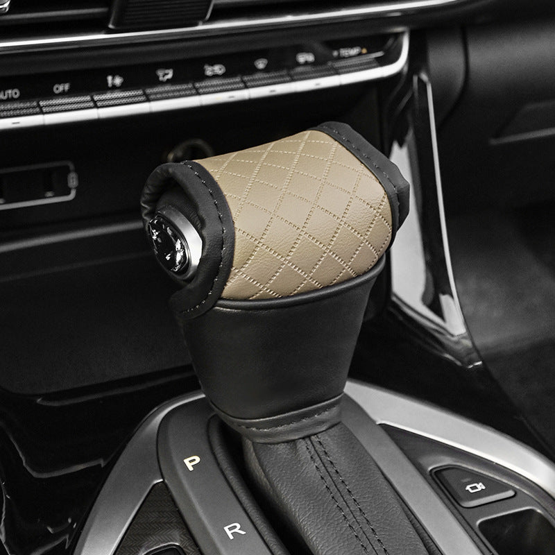 Car Perforated Breathable Cowhide Gear Sleeve