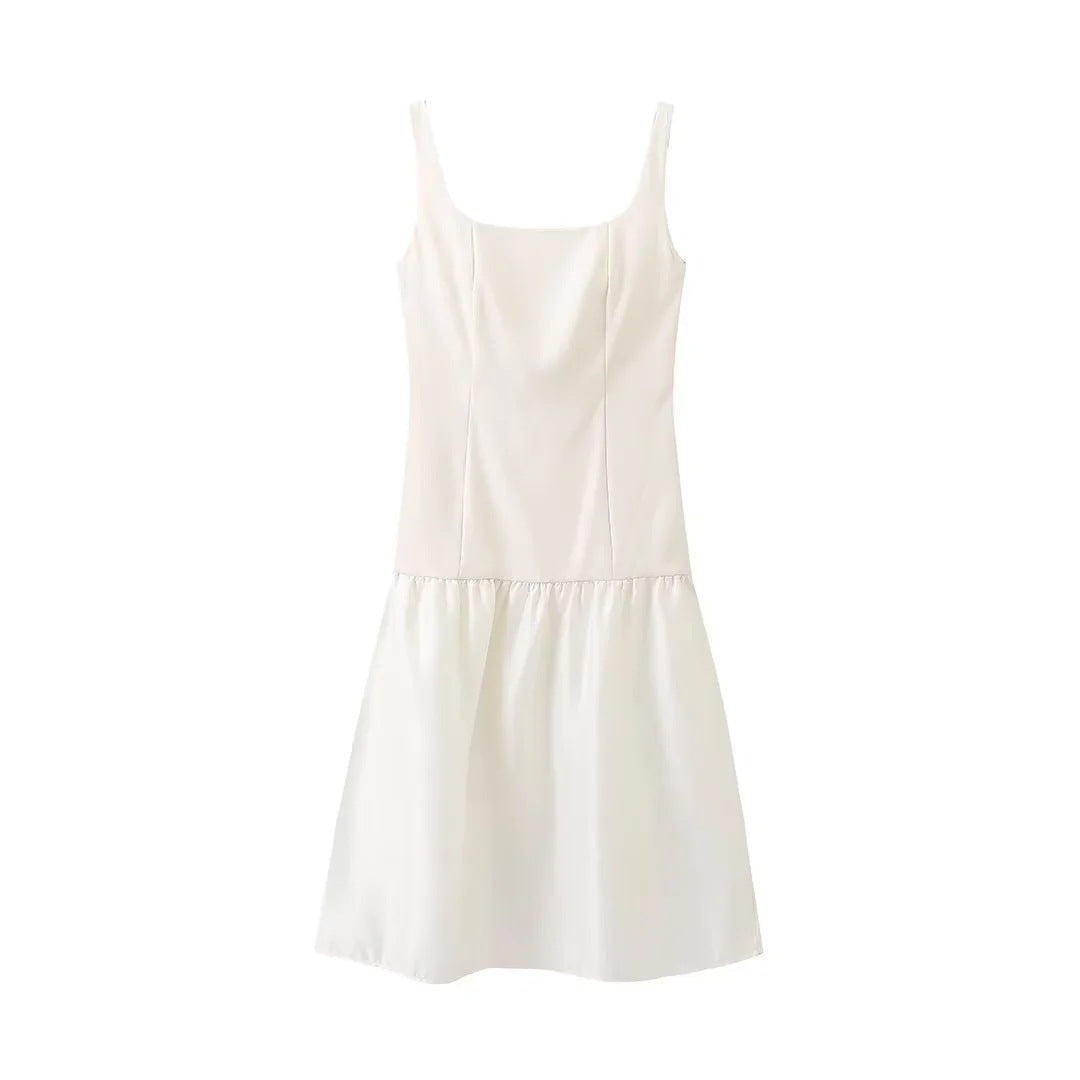 Sleeveless square neck patchwork halter dress