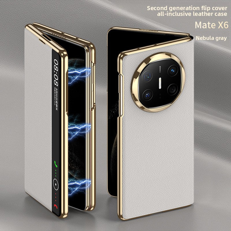 Foldable screen plain leather phone case