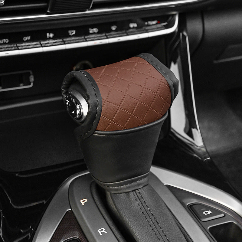 Car Perforated Breathable Cowhide Gear Sleeve