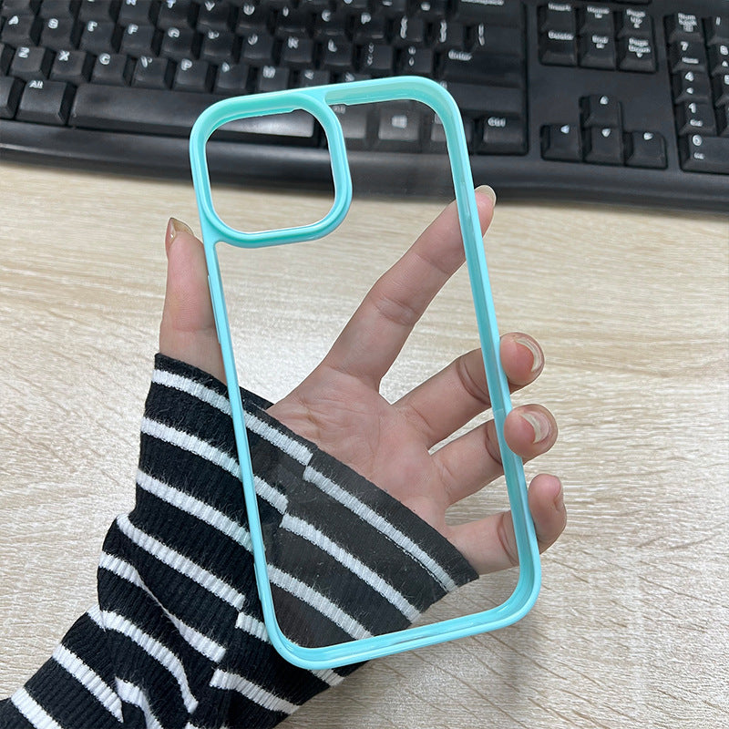 DIY Drop Gel & Cream Glue Transparent Phone Case for iPhone 11 - 16 Pro Max Acrylic Color framed Transparent TPU Shell