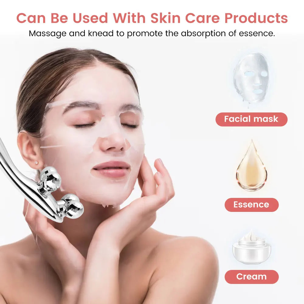 4D Face Lifting Roller Massager 360° Rotating for Skin Firming and Wrinkle Removal