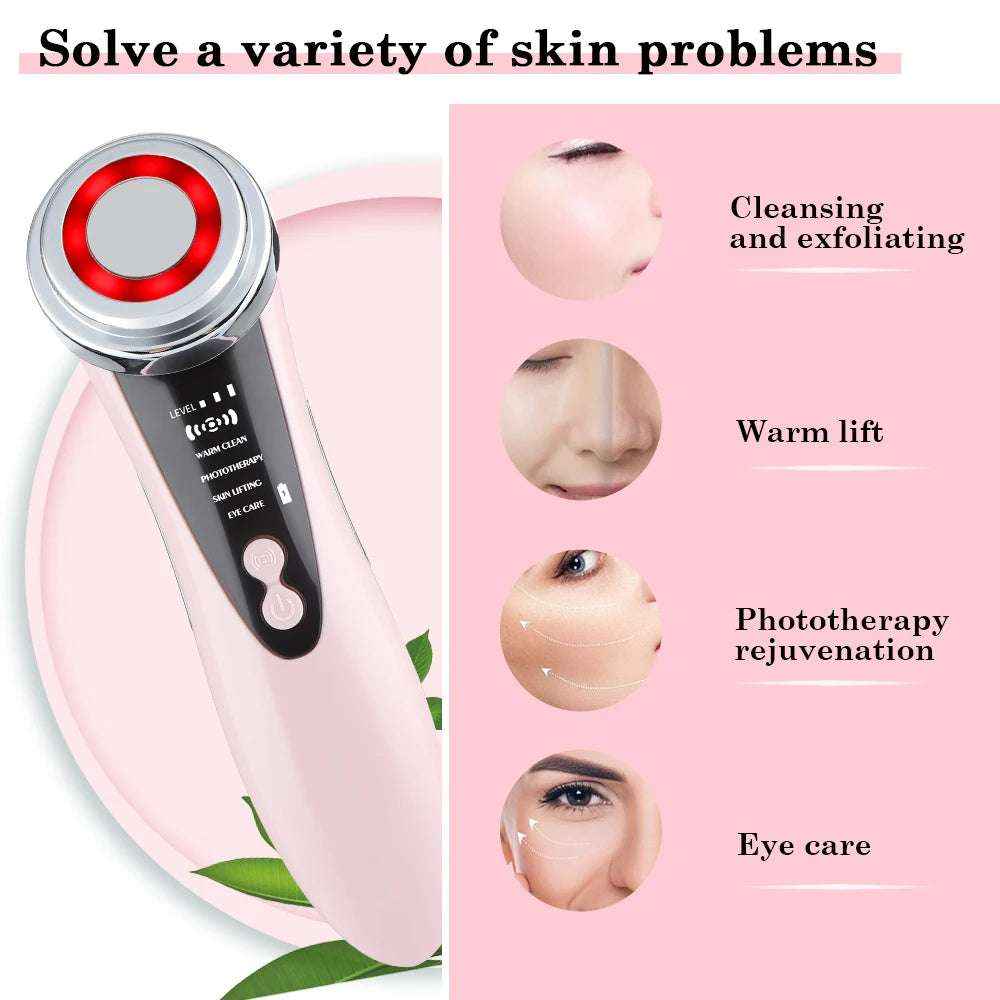 5-in-1 Face Massager – LED Rejuvenation, Lifting, and Anti-Aging Vibration