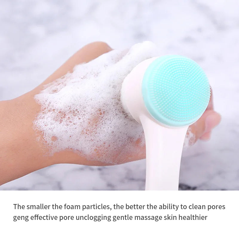 2-in-1 Silicone Face Cleansing Brush – Portable 3D Massage & Skin Care Tool