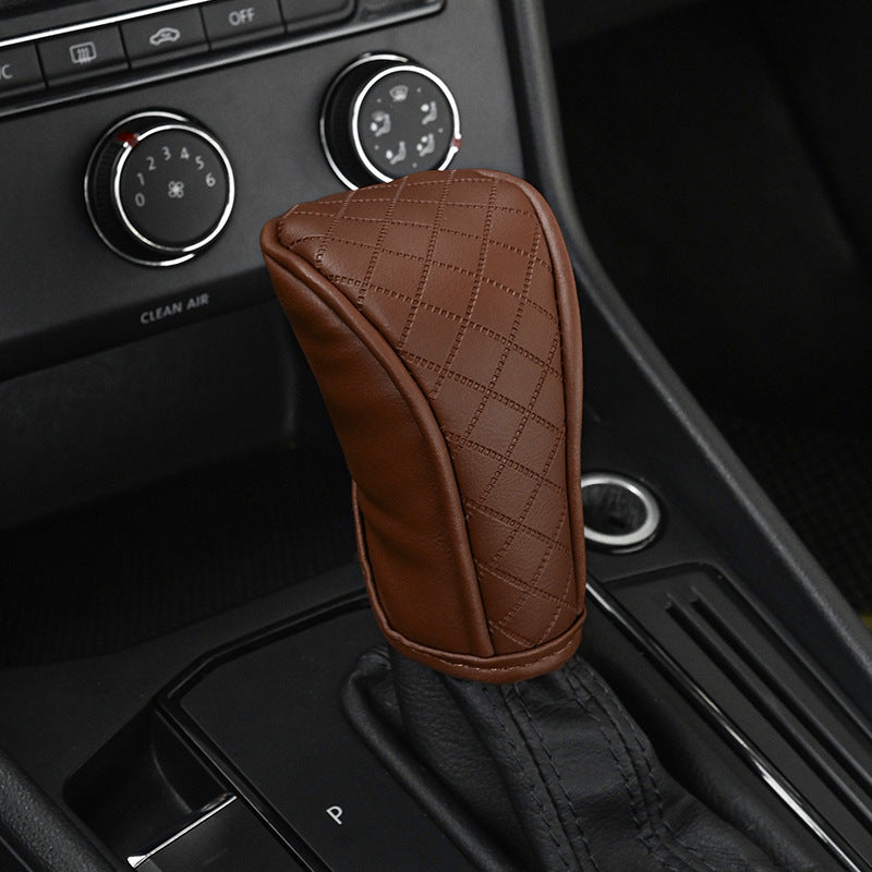 Car Perforated Breathable Cowhide Gear Sleeve