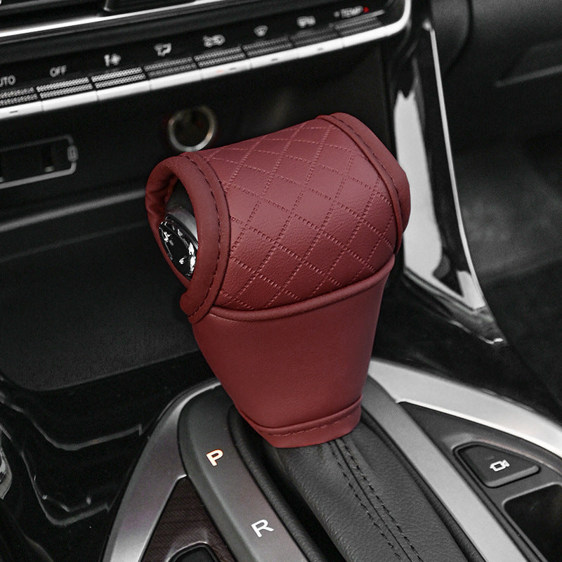 Car Perforated Breathable Cowhide Gear Sleeve