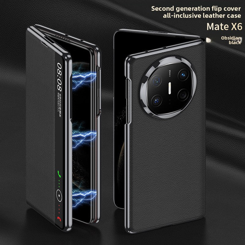 Foldable screen plain leather phone case