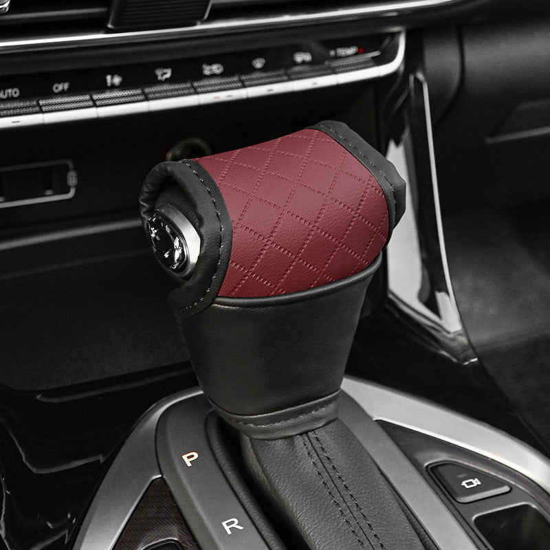 Car Perforated Breathable Cowhide Gear Sleeve