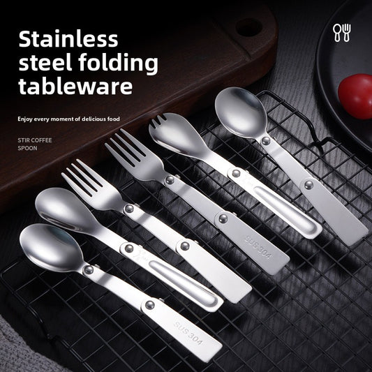 Stainless steel folding spoon outdoor picnic spoon