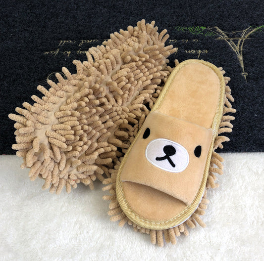 Flower-patterned wooden floor lazy person mopping and mopping slippers