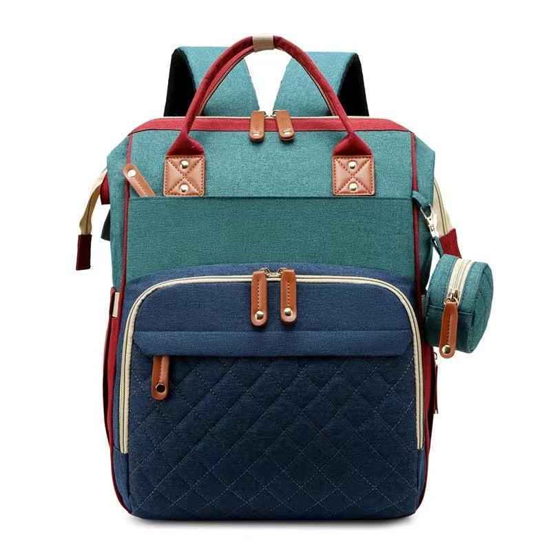 Lightweight Mommy Backpack with Foldable Baby Bed Stroller Compatible Large Capacity Diaper Bag