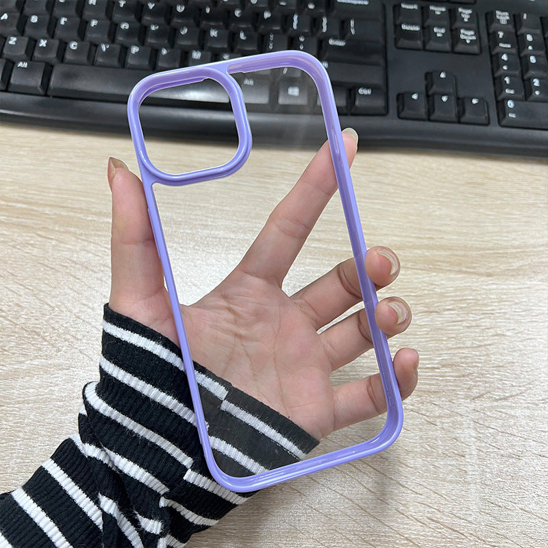 DIY Drop Gel & Cream Glue Transparent Phone Case for iPhone 11 - 16 Pro Max Acrylic Color framed Transparent TPU Shell