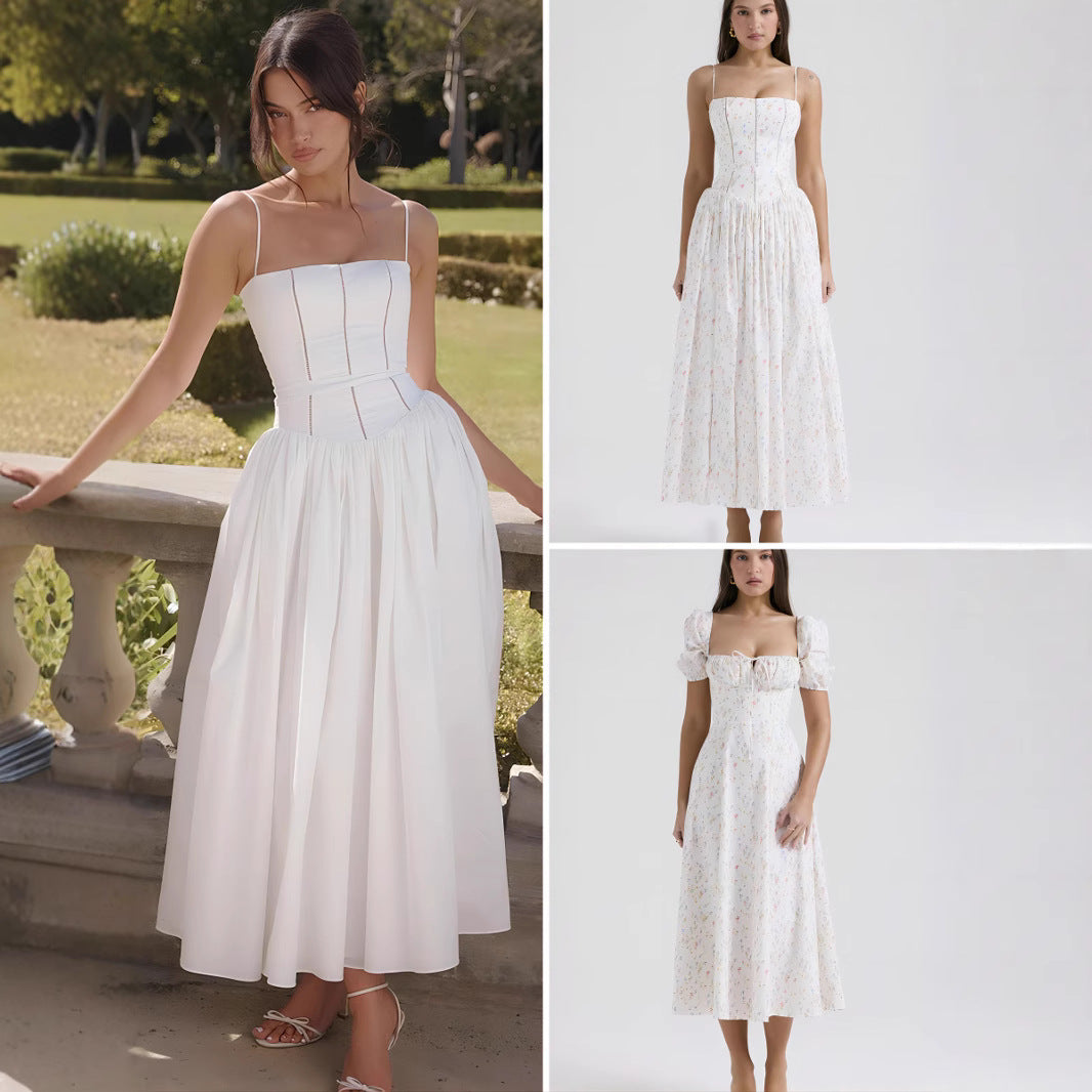 2024 Fairy Elegant Fashion High-end Sense French Sling Gentle Style Dress Slimming Floral Sling Dress