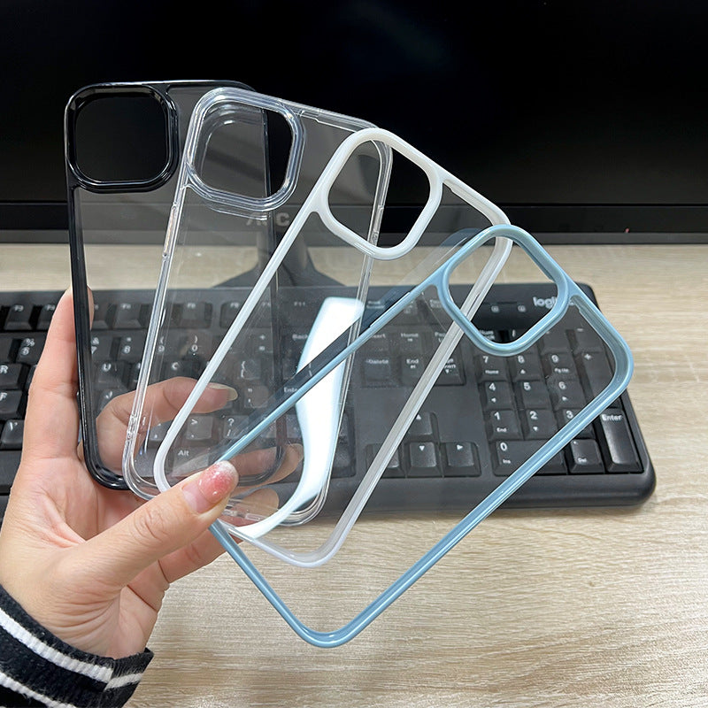 DIY Drop Gel & Cream Glue Transparent Phone Case for iPhone 11 - 16 Pro Max Acrylic Color framed Transparent TPU Shell