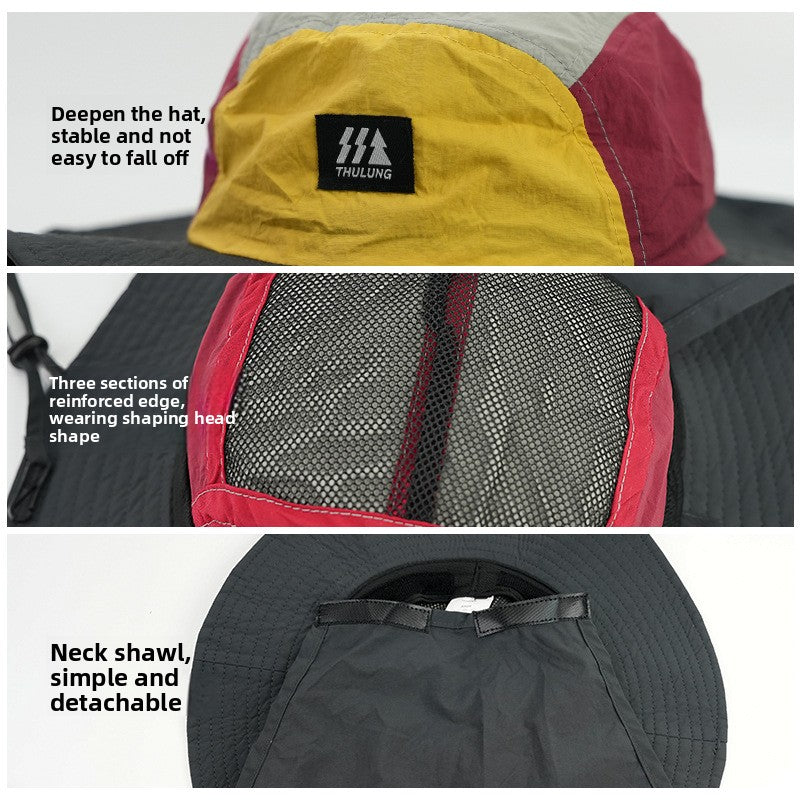 A shawl, neck protector fisherman's hat, mountain-style outdoor